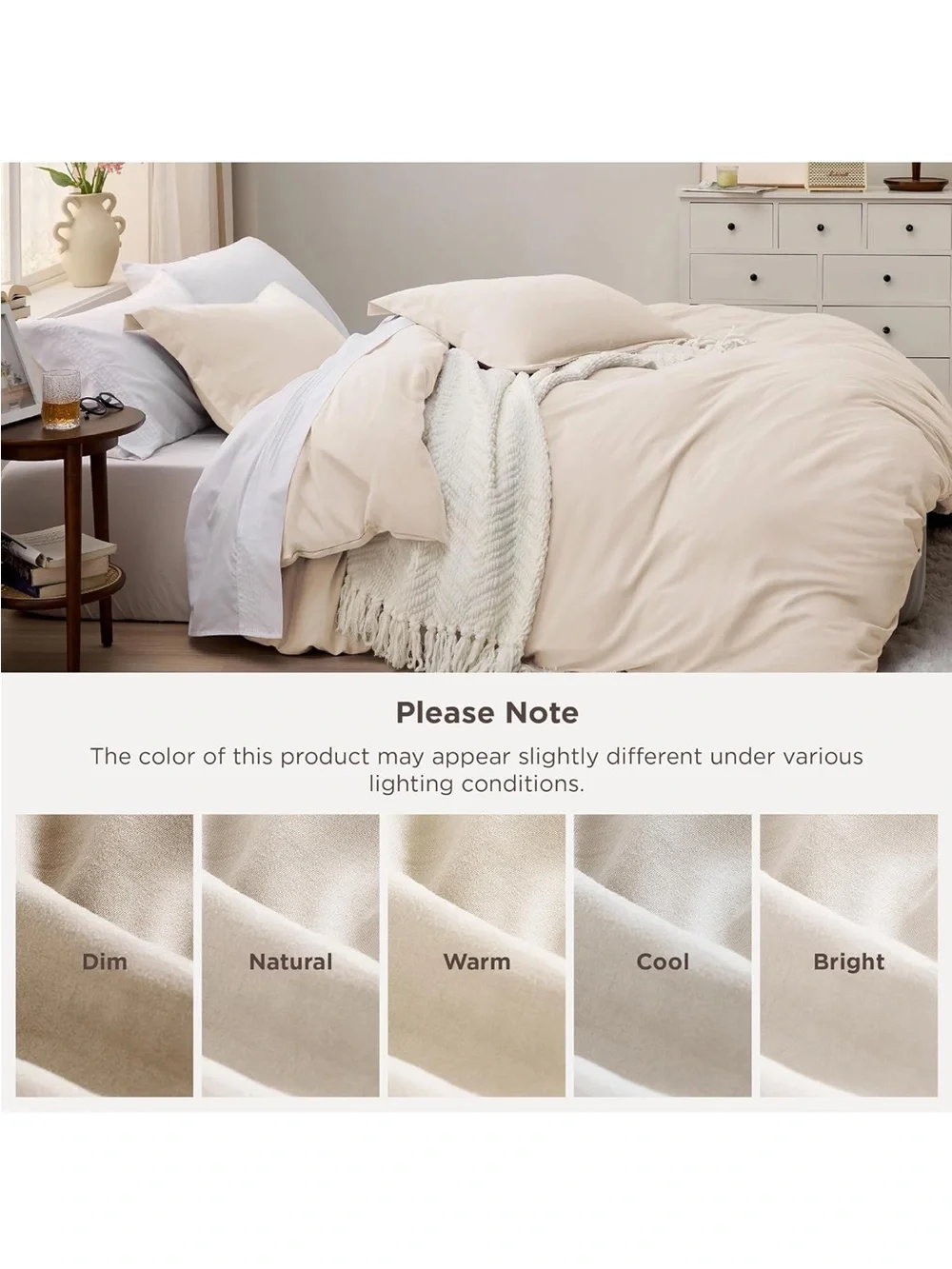 NEW Bedsure Cream Duvet Cover Set- 3 Pieces Prewashed Extra Soft Cotton-Like